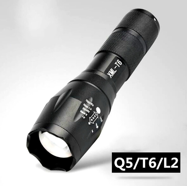 F-01 Hot Sale Black LED Flashlights Cree XML-T6/Q5 LED Torches for Camping Outdoor 1000 Lumen Aluminum Alloy for 3xAAA or 1x18650 batt