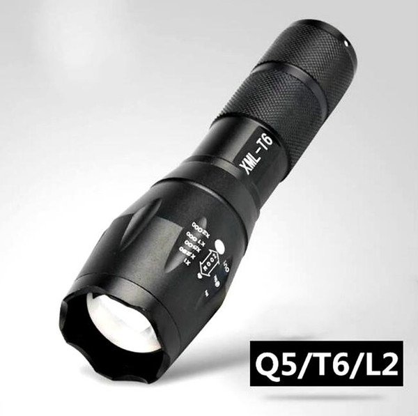 F-01 Hot Sale Black LED Flashlights Cree XML-T6/Q5/L2LED Torches for Camping Outdoor 1000 Lumen Aluminum Alloy for 3xAAA or 1x18650 batt