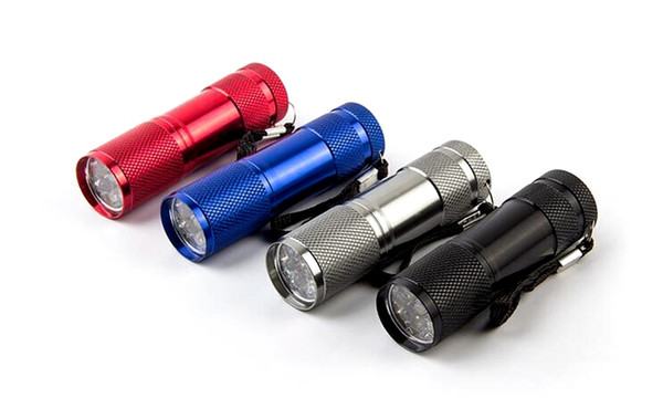 F-02 Hot Sale 9 LED UV Flashlights Mini Aluminum Portable UV Flashlight Violet Light Torch Light Lamp Flashlight Aluminum for 3xAAA