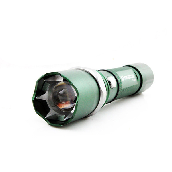 outdoor green pointed attack head mechanical zoom self defense led tactical flashlight