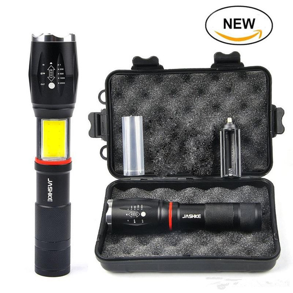 Tactical Flashlight 1000 Lumens Zoom able IPX6 Waterproof Handheld Flashlight With Hidden COB Lighting for Camping Hiking Emergency Biking