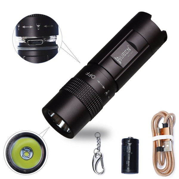 Wuben Waterproof Led Flashlight Mini Usb Rechargeable Keychain Lamp 300 Lumens Real Tactical Torch Household Light Edc +Battery