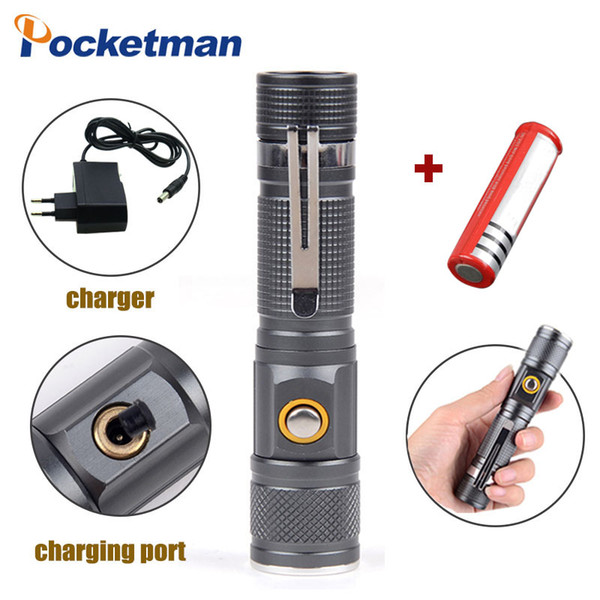 8000 Lumens Zoomable T6 Flashlight 3 Modes Charging Torch Portable Aluminum use 18650 Battery