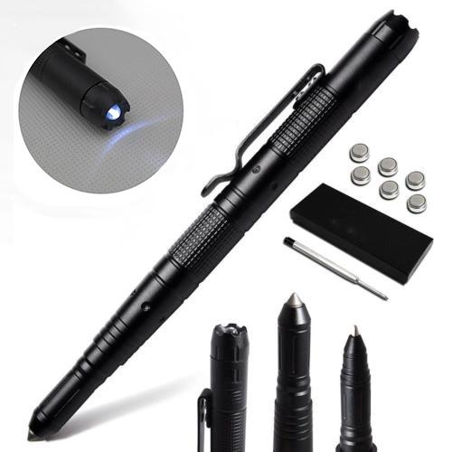 Tactical Pen Self Defense Glass Breaker LED Flashlight Outdoor Travel Camping Emergency Survival Protection Tool Writing Ballpoint Pen