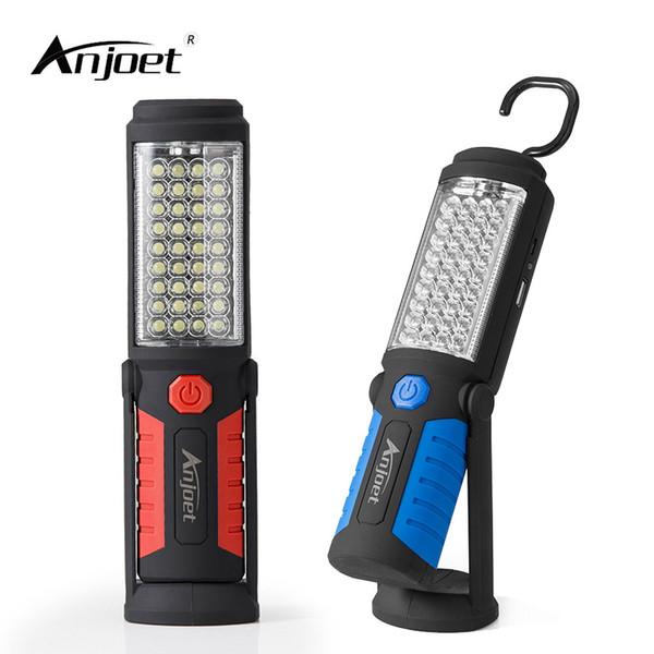 Anjoet Portable Light 36 +5 Led Flashlight Usb Charging Work Light Magnetic +Hook +Mobile Power For Can Help Phone Charge