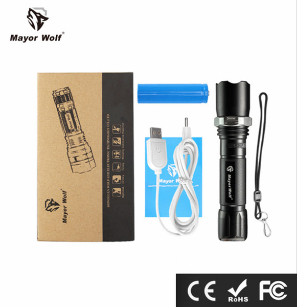 Hand hold Waterproof bicycling Exploring equipment Mini Zoomable bike Torch ridding torch lighting led tactical 300M flashlight 3000Lumens