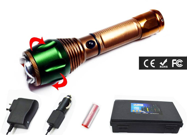 high power T6 Tactical Torch bicycling hunting equipment Zoomable bike Torch ridding torch led tactical 500M flashlight 5000Lumens