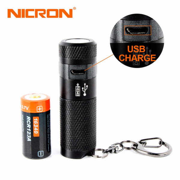 Nicron 3w Mini Led Flashlight Keychain Torch Usb Light Waterproof Led Usb Rechargeable Lamp 3 Modes Torch Lamp For Hunting Black