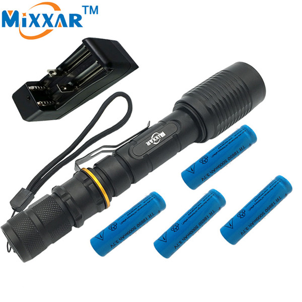 Zk40 V5 Cree Xm -L T6 5000lumens Led Flashlight 5 -Modes Adjustable Torch Light Suitable Two 5000mah Batteries Telescopic