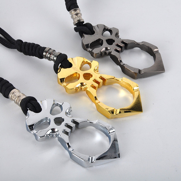 Single - finger skull key chain self-defense rose thorn broken window survival weapon punch buckle key chain