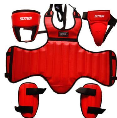 SUTEN PU Leather Sanda Boxing Protective Gear 4pcs Set Thick Head Guard Chest Protector Jockstrap Leg Shield 4pcs Per Set Wholesale