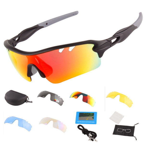 Half frame polarized sunglasses 5 sets of lenses UV400 HD polarized light Anti-UV Replaceable lenses and myopic glasses.