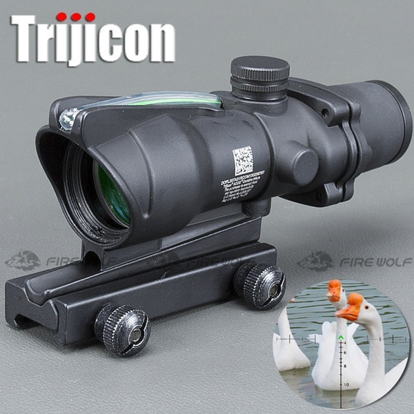 Hunting Riflescope ACOG 4X32 Real Fiber Optics Red Dot Illuminated Chevron Glass Etched Reticle Tactical Optical Sight