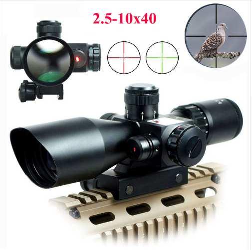 2.5-10x40 Optics Red Laser Holographic Sight Scope Illuminated Shooting Hunting Scope 20mm Rail Mount