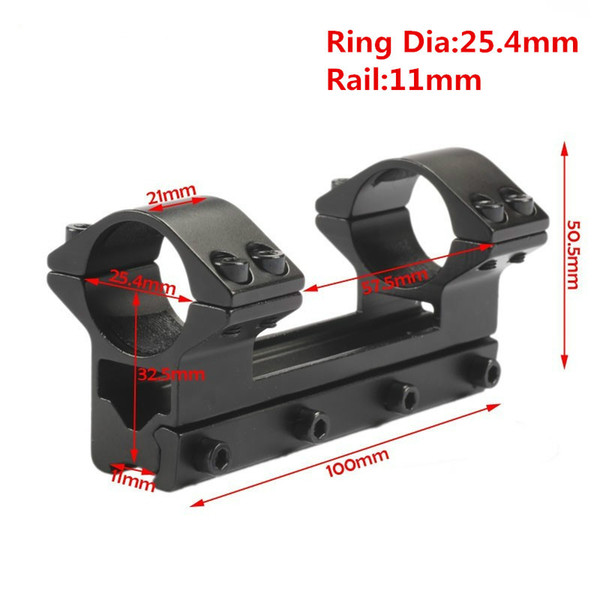 Tactical 25.4 mm One Piece Double Scope Rings Higher Mount Dovetail Ring 11mm Weaver Rail Pistol Airsoft Adapter