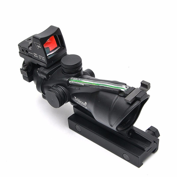 2018 NEW Trijicon ACOG 4X32 Style Real Red Fiber Source Duel Illuminated Rifle Scope Sight With RMR Micro Red Dot Sight for Hunting