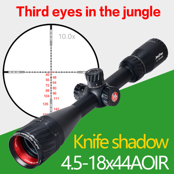 JouFou 4.5-18X44AOIR Hunting Riflescope Tactical Rifle Scope Wire Reticle Optical Sight with with 11mm ,20mm Rings