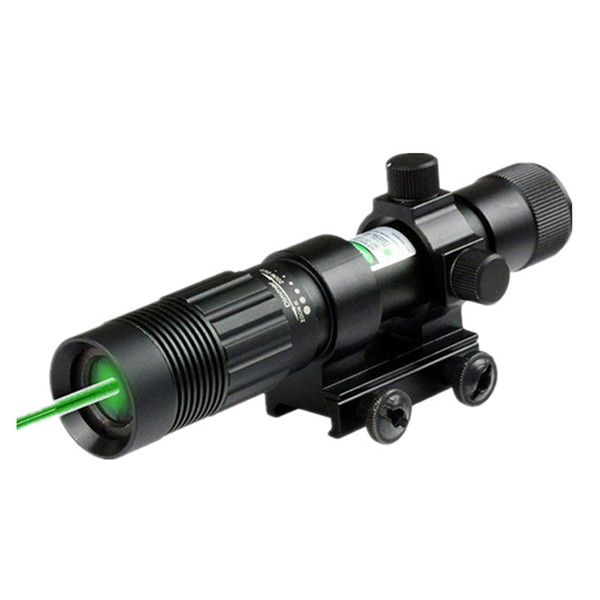 Tactical Adjustable 5mW Green Laser Sight Designator/Illuminator/Flashlight W/Weaver Mount Hunting With 21mm Rail