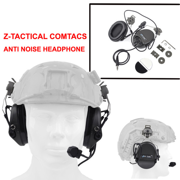 Z Tactical Sordin Headset Noise Canceling Earphone With FAST Helmet Rail Adapter Set For Airsoft Hunting Headphone Z034