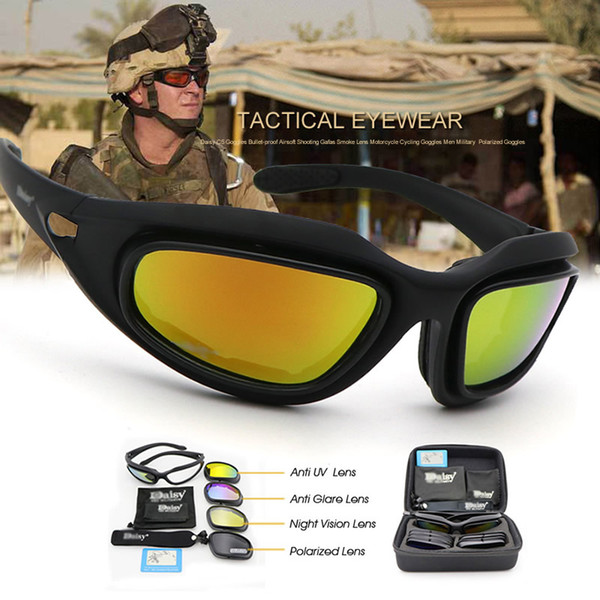 Polarized Army Goggles Tactical Sunglasses 4 Lens Kit Tactical Glasses Men's Desert Storm War Game Sporting Eyewear Eye Protection