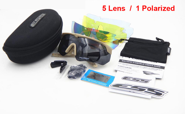 5 Lens ESS Crossbow Polarized Tactical glasses Army tactical shooting eyewear TR-90 Frame UV400 Lens Bulletproof goggles