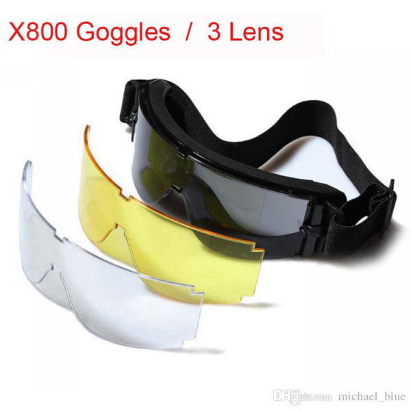 3 Lenses X800 Tactical Goggles Army Outdoor Fog Proof Windproof Sunglasses Paintball Airsoft Hunting Combat Tactical Glasses