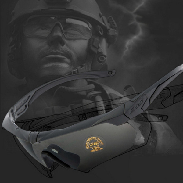 new Man UV400 100% radiation protection Tactical glasses Includes 3 pairs of lenses and glasses case/glasses bag.