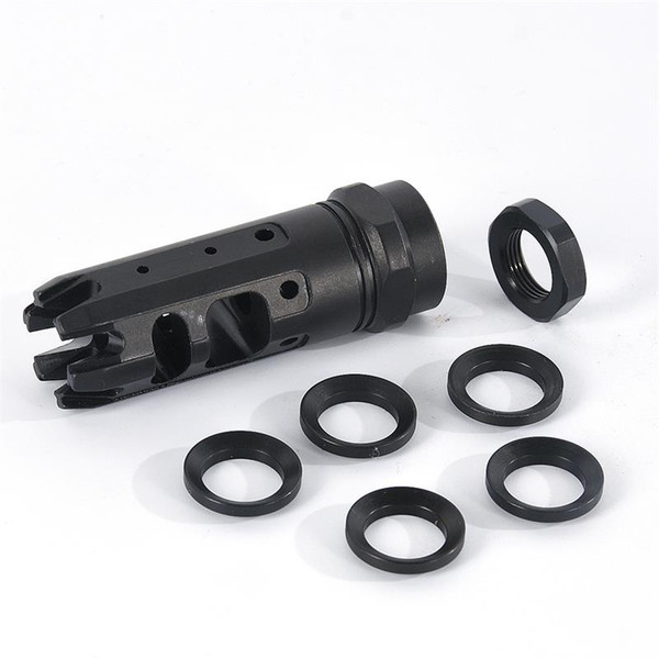 .223 5.56 1/2x28RH Threads Muzzle Brake Recoil Reducer Compensator with Crush Washer and jam nut