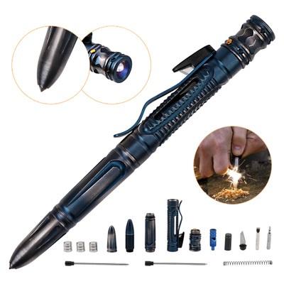 Self-Defense Tactical Pen Survival Portable Multi-function Glass Breaker Stainless Steel Outdoor EDC Tool with LED flashlight