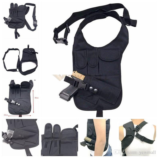 Tactical Holster Nylon Concealed Underarm Shoulder Bag Gun Holster with Double Magazine Pouch gun Pistol Holder