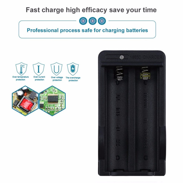 18650 Battery Charger Double Charging Ports Black EU/US Plug 100-240V Wall Battery Charger Quick Charge Compatible Phone Charger