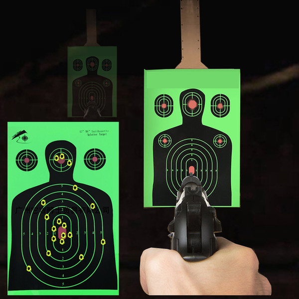 25 PCS Target Shooting Silhouette Splatter Reactiveb Target Paper Targets Fluorescent Green for Gun or Archery Shooting