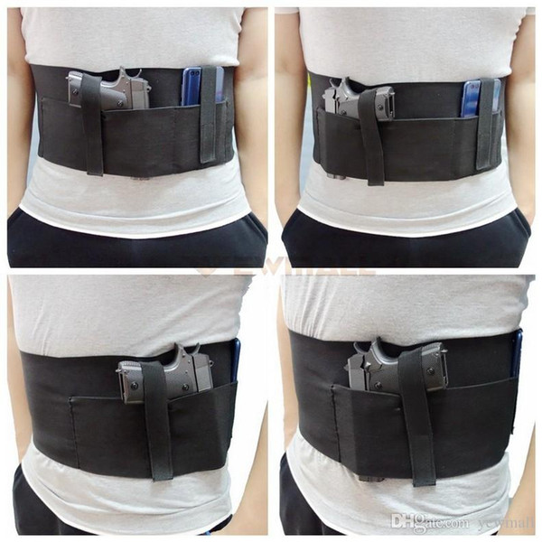 Belly Band Gun Holster Concealed Carry Holster with Magazine Pocket/Pouch Elastic Straps for Women Men