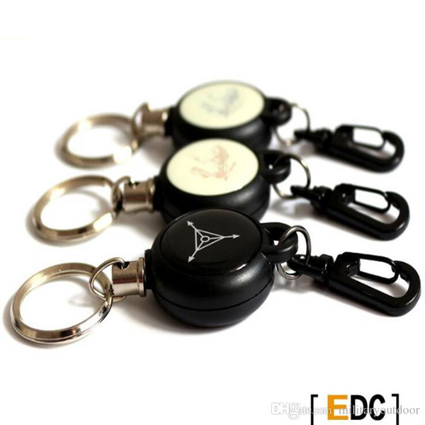 E-54 EDC Tool Outdoor Camping Steel Rope Burglar Keychain Stalker Soft Shell Tactical Retractable Key Chain Key Return Keyring