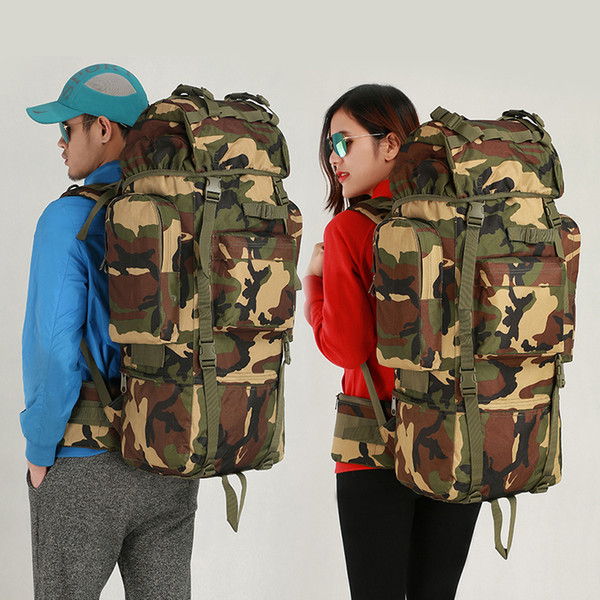 Tactical Backpack 65L Large Capacity Sports Bag Waterproof Camouflage Hiking Camping Bag With Molle Bag