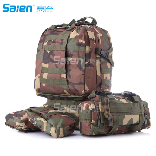 55L Waterproof Detachable Multifunctional Outdoor Mountaineering Bag Molle Tactical Assault Backpack Rucksack for Hiking Camping Trekking