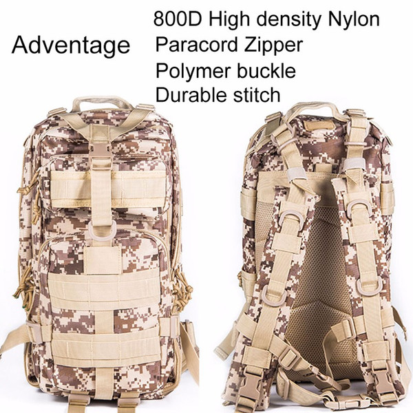 800D Nylon Tactical Backpacks Molle Tagesrucksack Trinkrucksack 3 P Outdoor Sports Tarnung Camping Wandern Reise Wilden Überleben Tasche