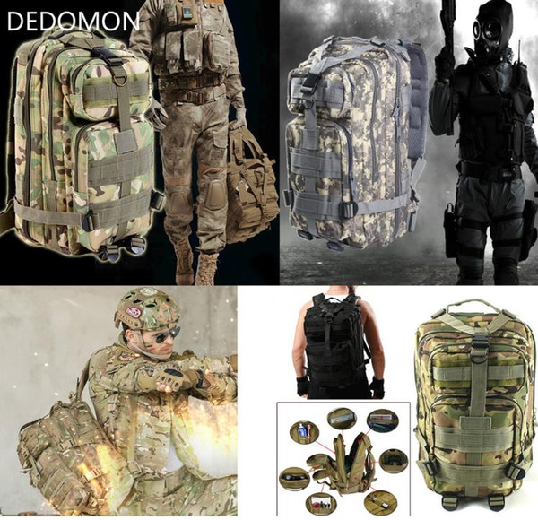 3P Outdoor Tactical Backpack 30L Molle Bag Army Sport Travel Rucksack Camping Hiking Trekking Camouflage Bag