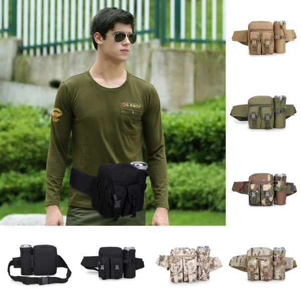 6 Styles Multifunction 600D Tactical Waist Belt Travel Camera Waist Bag Belt Detachable Water Bottle Outdoor Camouflage Kettle Bags G584F