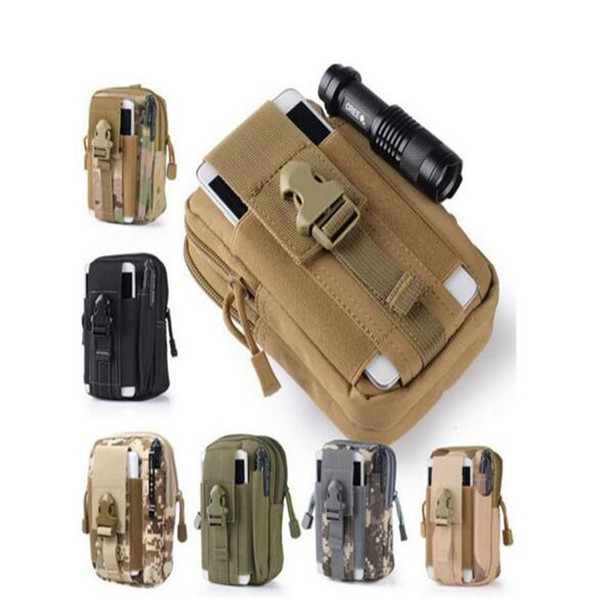 Tactical Molle EDC Utility Pouch Gadget Belt Waist Bag with Cell Phone Leather Case Outdoor Sports Organizer Bag