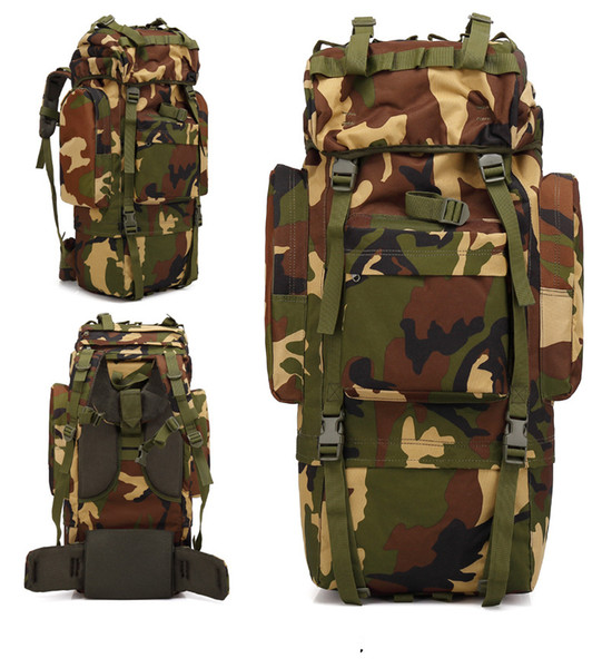 Professional outdoor mountaineering bag camouflage large capacity 65L multi-functional camping hiking cycling backpack to travel