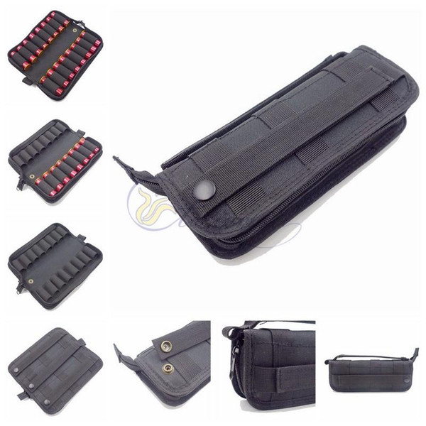 Tactical Molle Shotgun Shotshell Ammunition Bag Holder Pouch Caliber 12 Reload 16 Round Magazine Zippered Bag