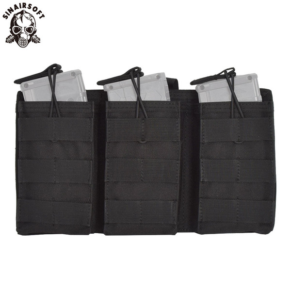 SINAIRSOFT Tactical Triple Open Top 5.56 223 Fast Tactical Magazine Pouch MOLLE Rifle Pistol Mag Tri Holster Ammo Bag High Quality Nylon