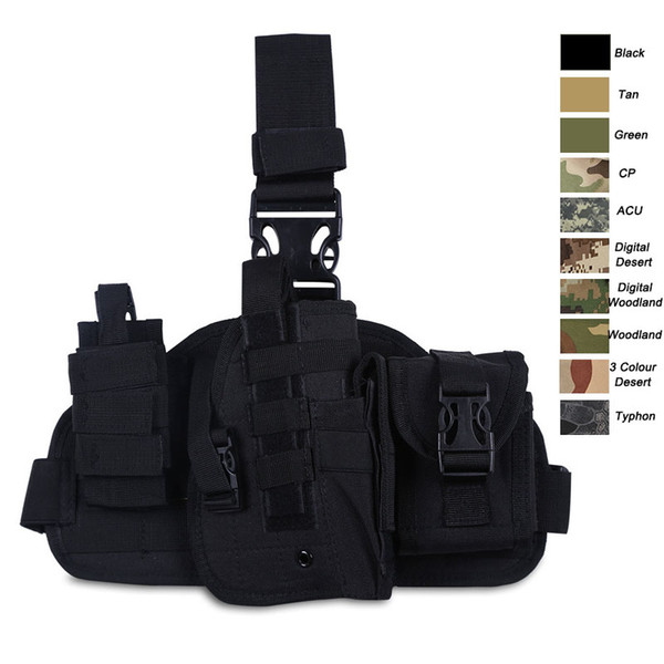 Outdoor Sports Assault Combat Camouflage Molle Pack Nylon Fabric Quick Release Camo Tactical leg Holster NO17-202