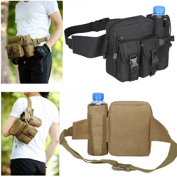 tactical EDC waist bag adjustable fanny pack Unisex Durable Nylon sling chest bag or shoulder backpack with detachable water bottle pouch