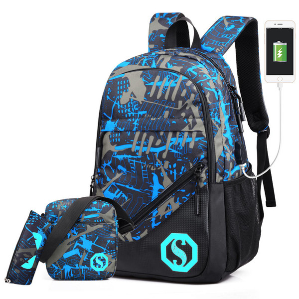 2018 Senkey style Fashion Men's Backpacks Male Casual Travel Luminous Mochila Teenagers Women Student School Bag Laptop Backpack A-32