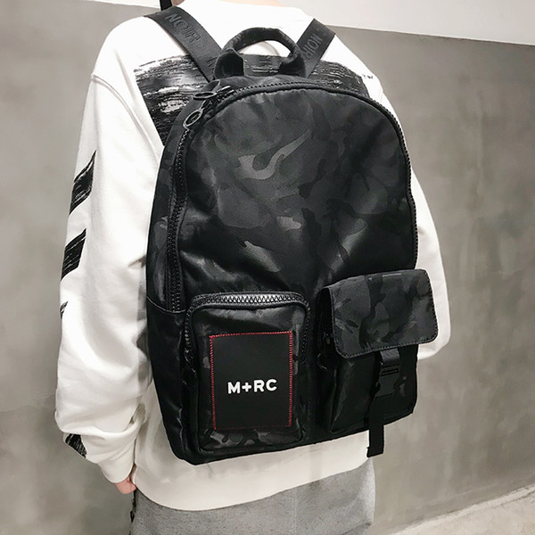 18ss new fashion hip hop M+RC Noir black men's and women's dark camouflage waterproof backpack shoulder bag