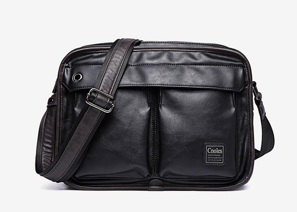 2018 new fashion trend new men's leather bag sports and leisure Messenger bag brief shoulder bag