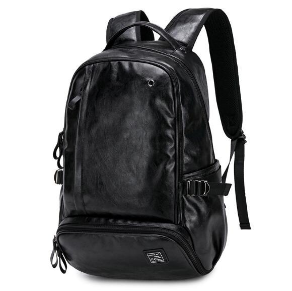 New fashion trend leather men's backpack leisure travel large capacity multi-function waterproof high quality school bag