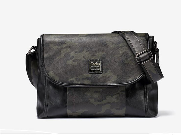 2018 new fashion trend men's casual shoulder Messenger bag large-capacity leather waterproof multifunctional camouflage travel bag